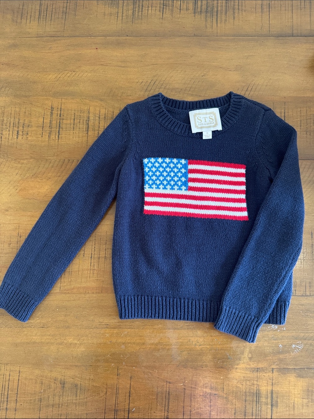 STS Kids Navy Knit Sweater with American Flag
